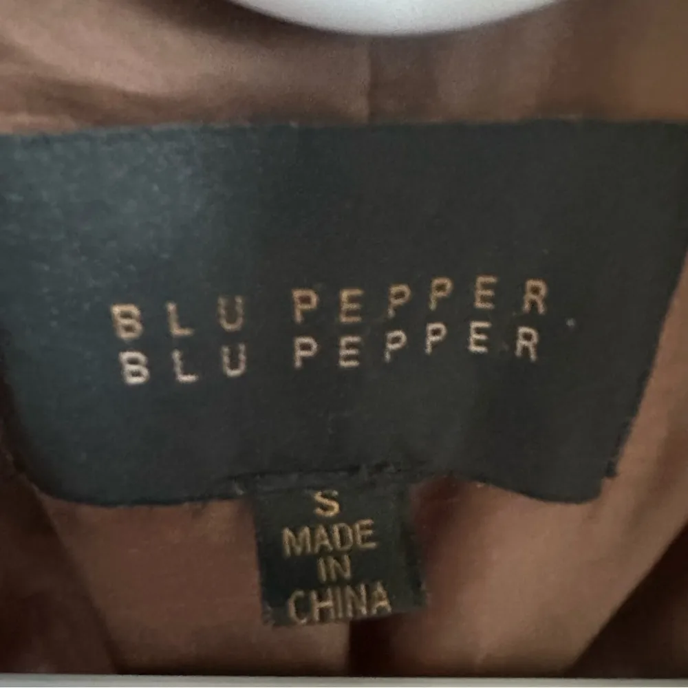 Blu Pepper Moto Distressed Look Brown Faux Leather Zip Up Jacket Womens Small - Image 11