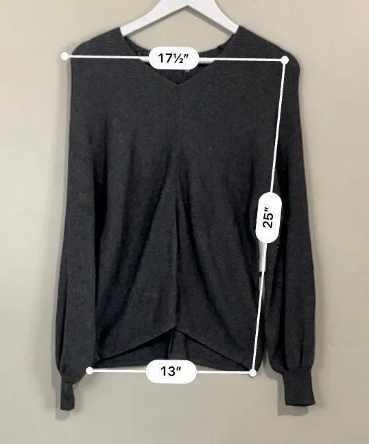 1. State Women’s Ribbed Knit V Neck Cotton Blend Sweater Heather Grey NWT - Image 5