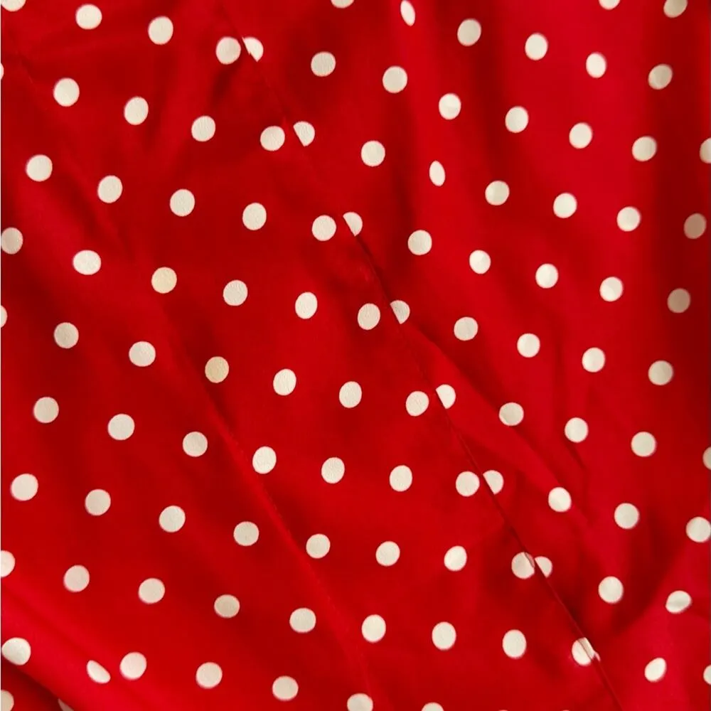 Oscar de la Renta Expressions Red Polka Dot Red Short Sleeve Blouse Size 22 - Image 3