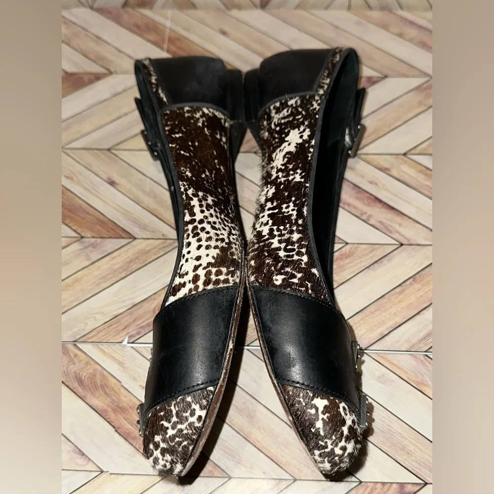 Rachel Zoe Size 7.5 Animal Print Calf Hair LINDSEY Skimmer Ballet Flats Leather - Image 4