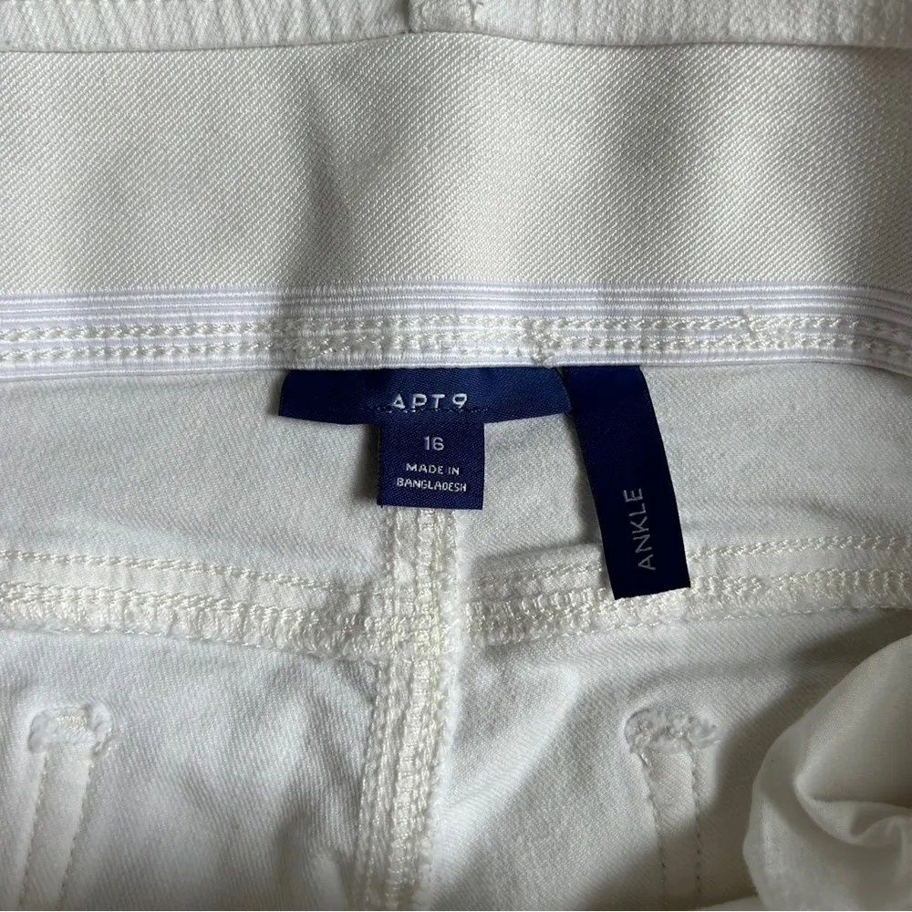 Apt. 9 White Ankle Pants Casual Summer Neutral 16 - Image 2