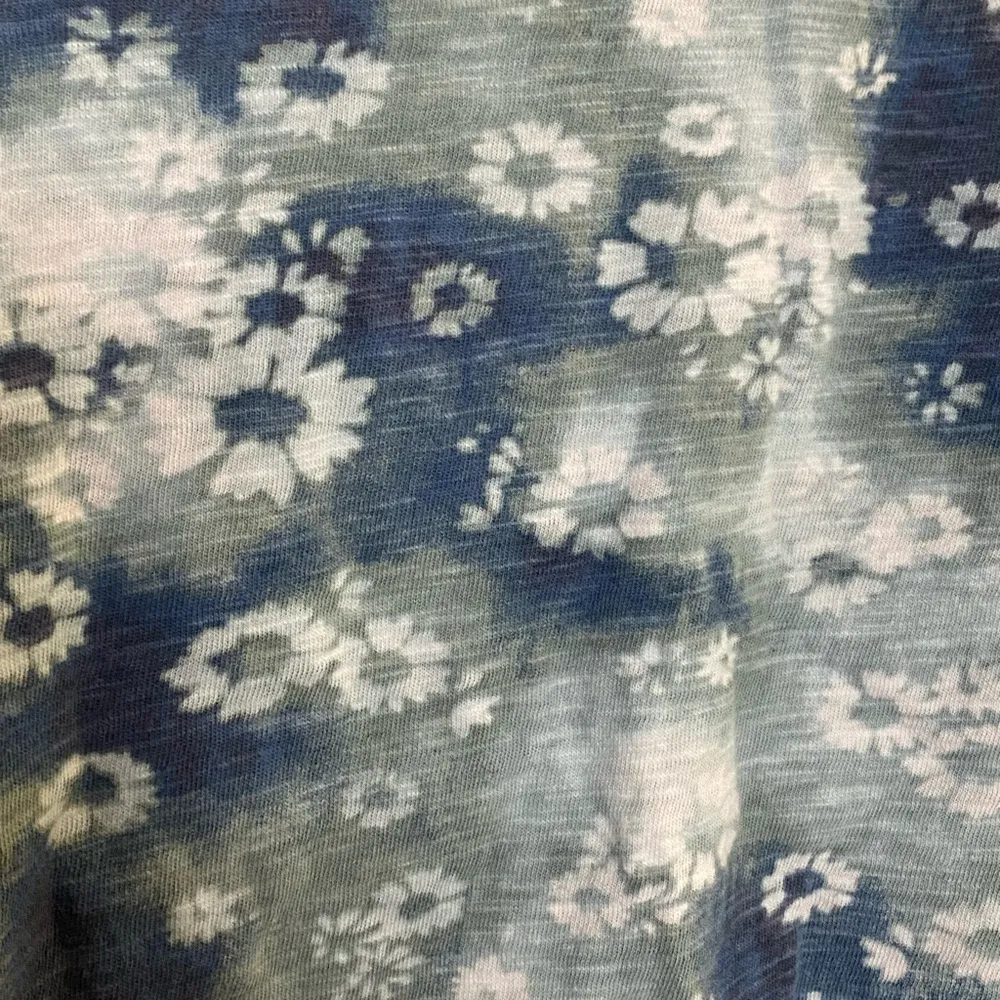 Forever 21 Womens Long Sleeve Crop Top L Blue White Floral Print Bust 38” - Image 3