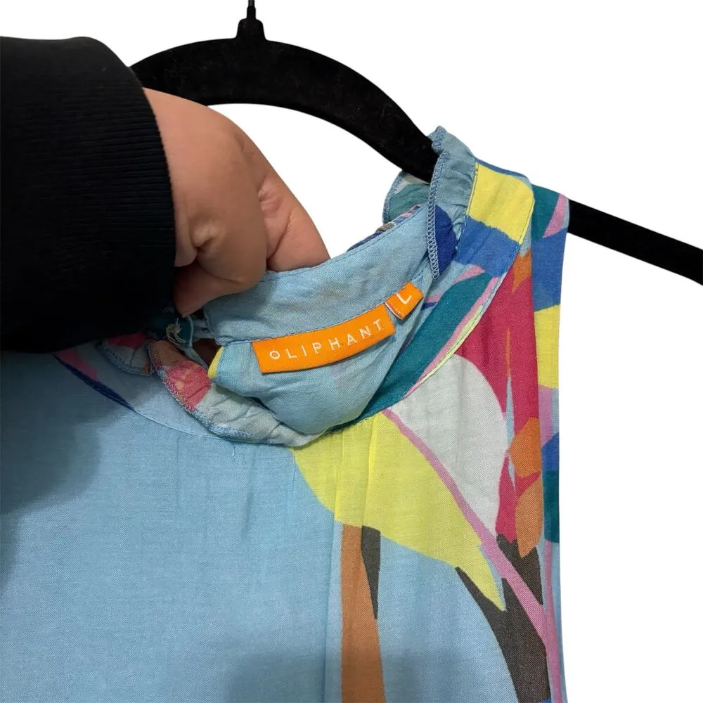 Tuckernuck Oliphant Blue Floral Tropical Ruffle Tiered Mini Dress Size Large - Image 5