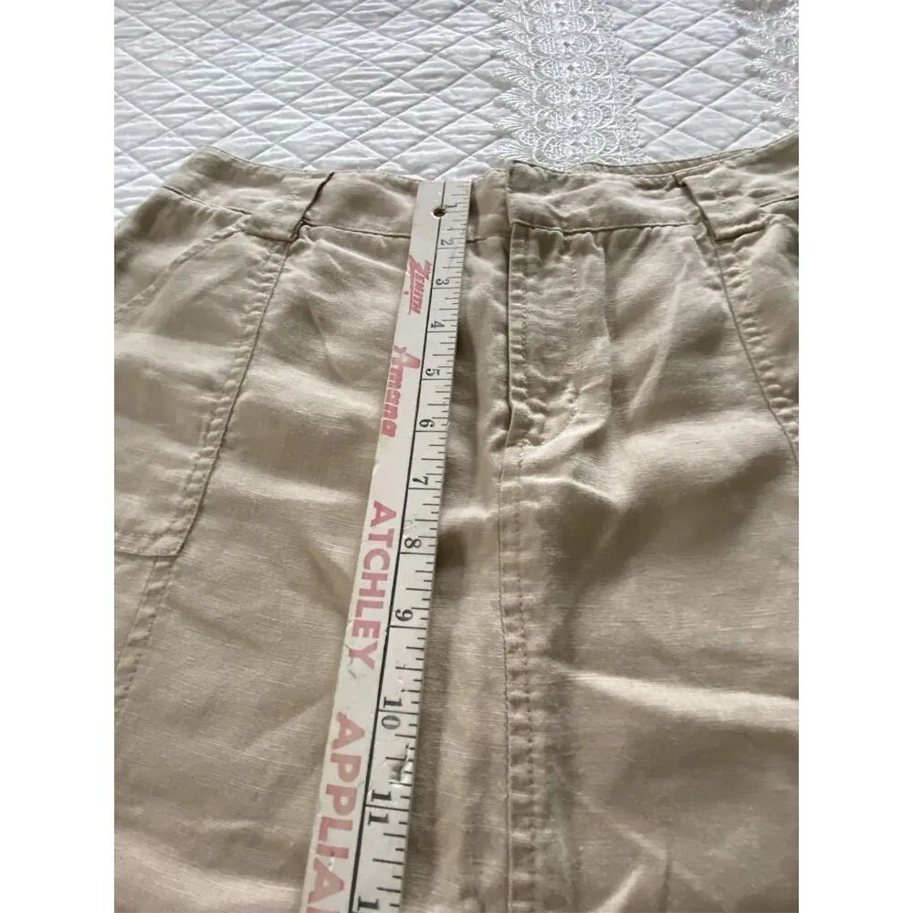 Eddie Bauer A Line Linen Midi Skirt Tan Size 6 Minimalist•Old Money•Coastal - Image 13