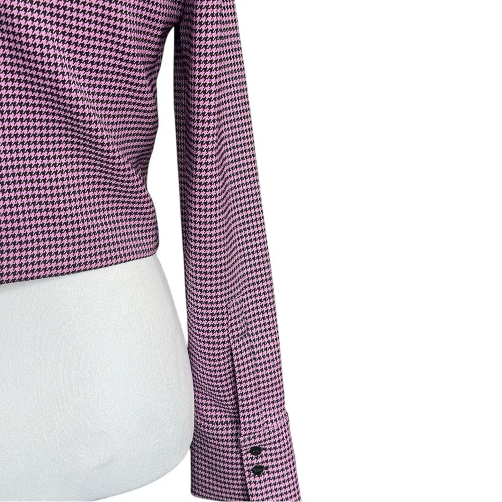 ZARA Houndstooth Polo Shirt for Women in Size Medium - Image 6