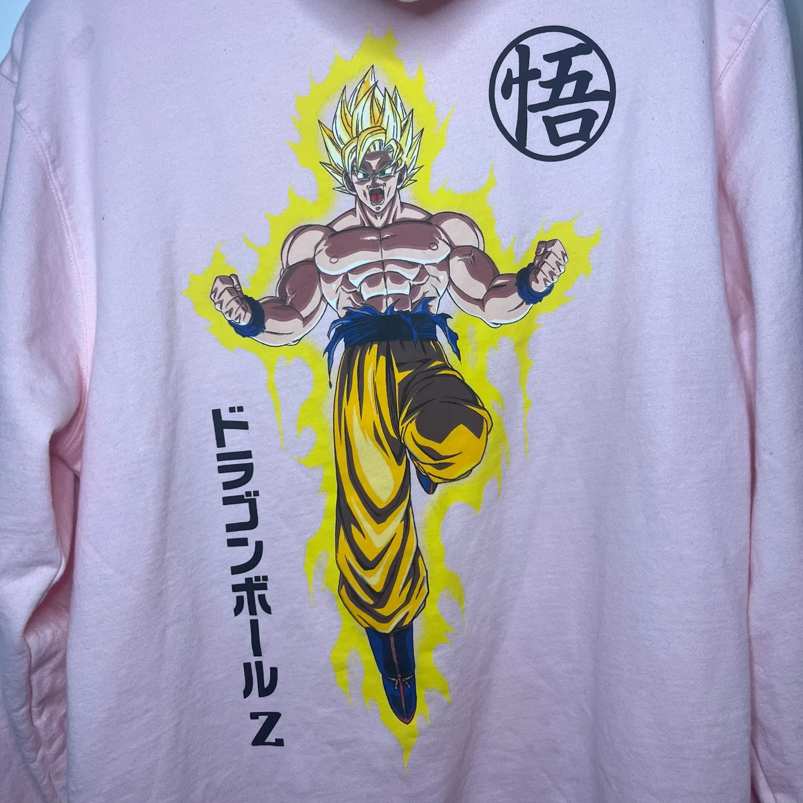 Dragon Ball Z Super Saiyan Goku Pink Hoodie Anime Graphic Pullover Sz Small Cozy - Image 6
