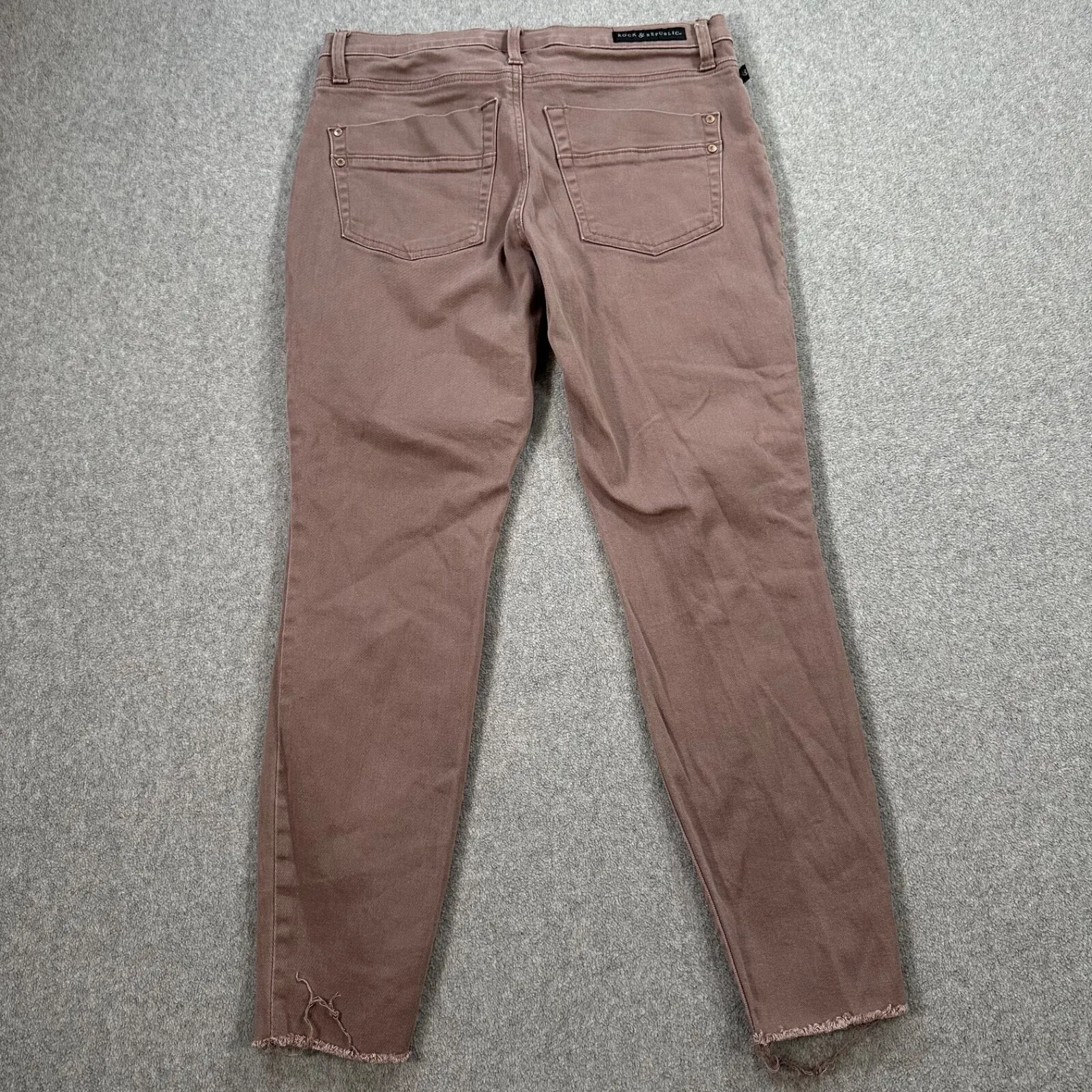 Rock & Republic Kashmere Taupe Brown Ripped Skinny Jeans Women's 12 Mid Rise - Image 12