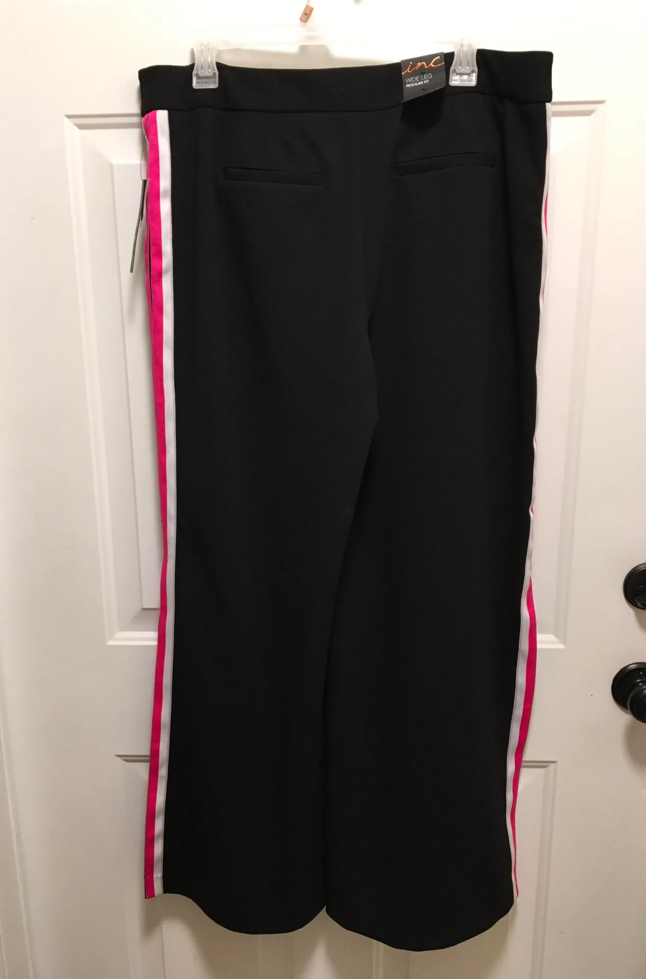 Racing Pink/White Side Stripe Slit Wide Pants - Image 3