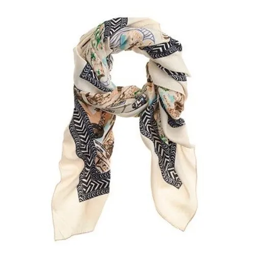 J. Crew Cotton Blend Sicilia Scarf Map Print Italy Mediterranean Travel Square - Image 2