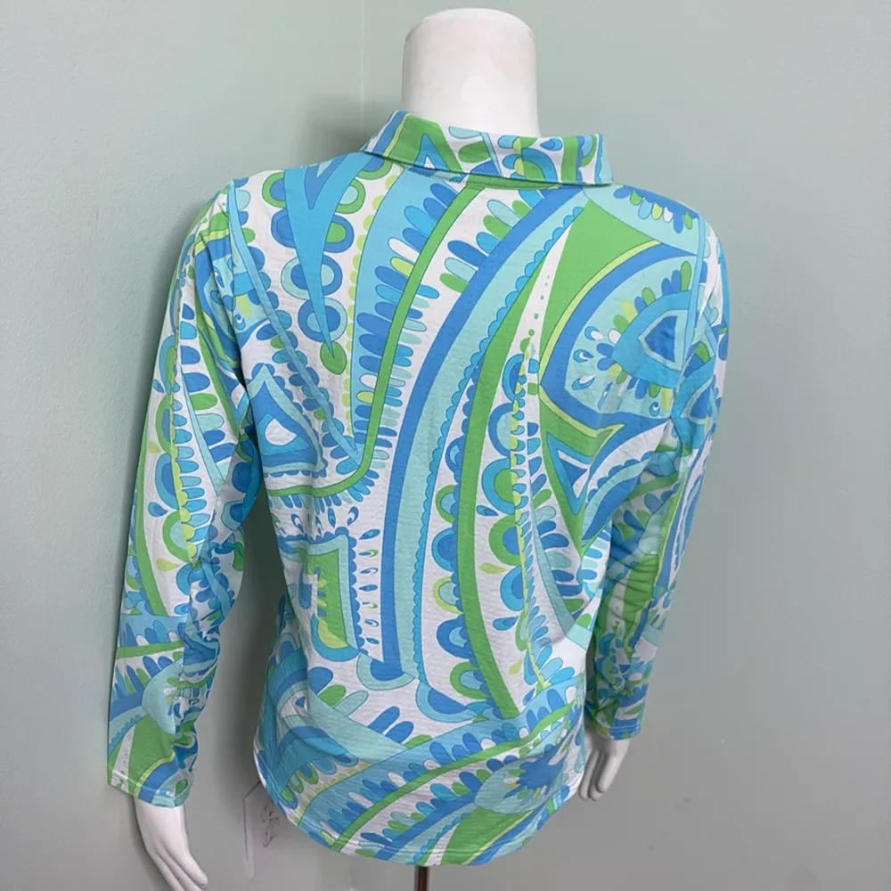 Icikuls Women’s Serena Long Sleeve Golf Sun Protection Polo Top Size Large Blue - Image 5