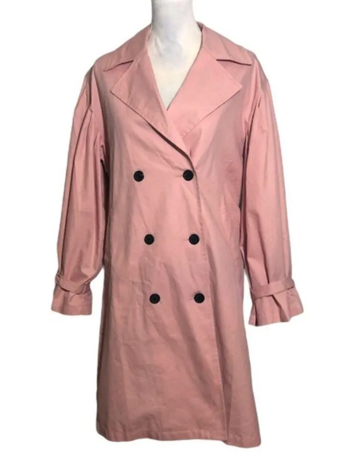 NWOT Light Pink Trench Coat Button Front Small New - Image 6