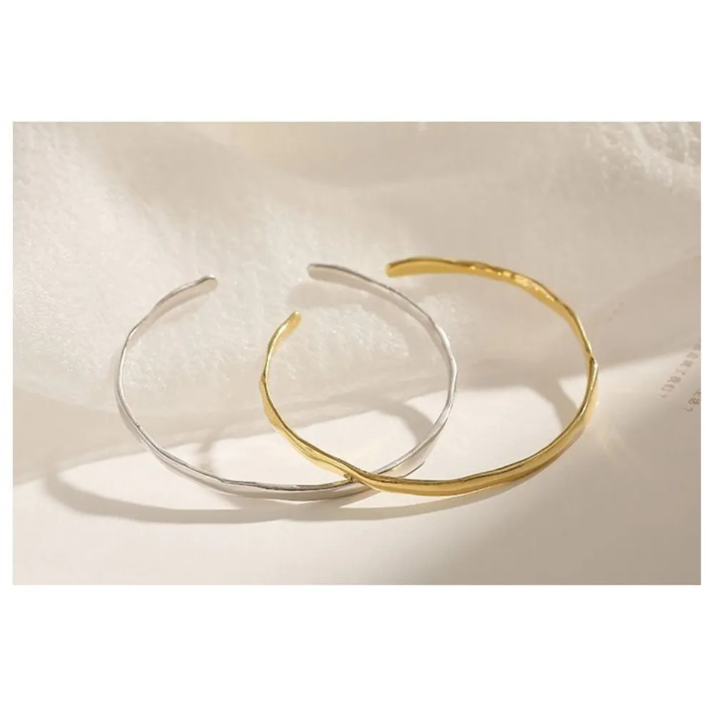 Unisex Yellow Gold‎ Plated Sterling Cuff Bracelet, Adjustable - Image 9