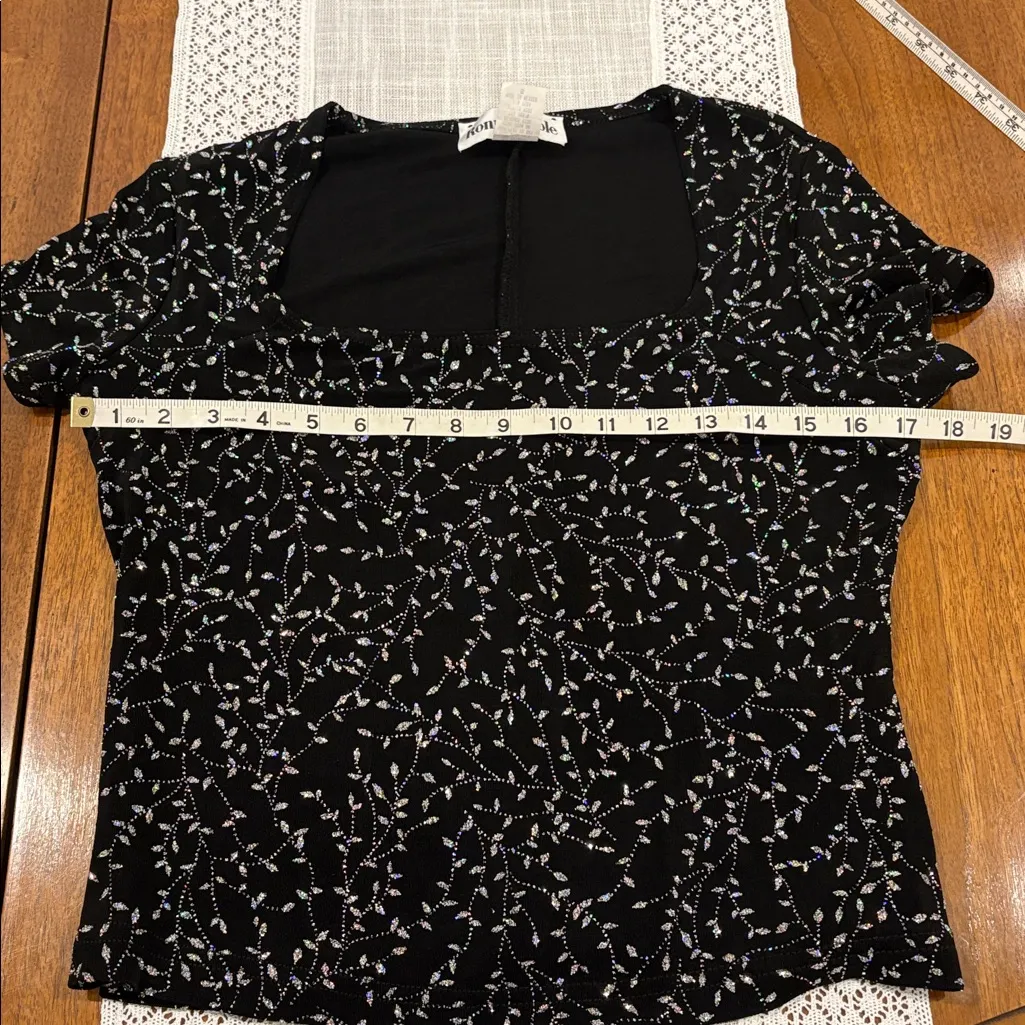 Vintage Ronni Nicole Holographic Glitter Patterned Blouse - Image 4