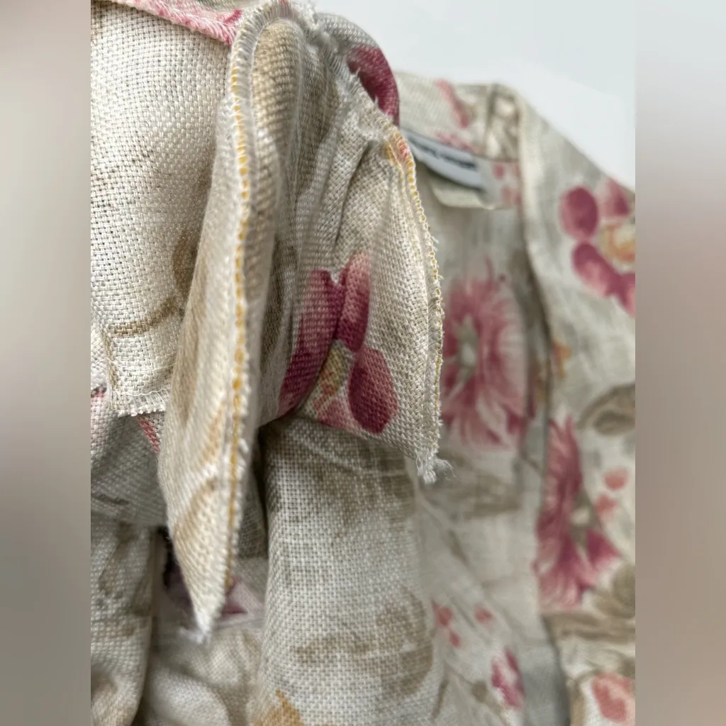 Vintage Alice Stuart Womens Sz L Pink Beige Linen Blend Jacket Blazer Floral USA Size L - Image 8