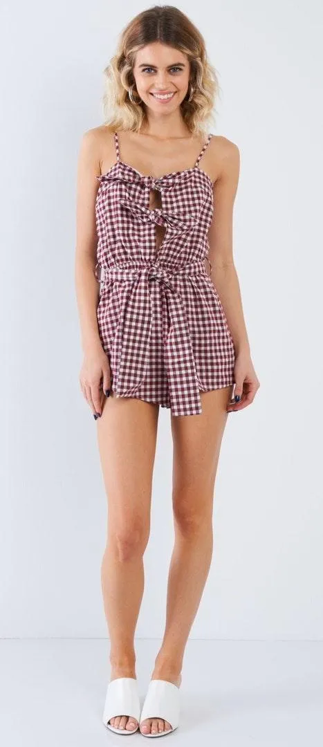 Boutique Checkered Bow Romper - Image 4