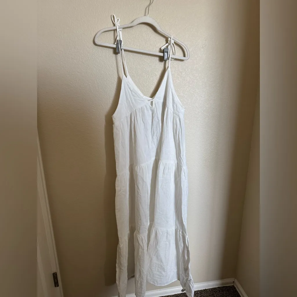 Jacquie the Label Flowy Boho Maxi Dress Sz S Strappy‎ Tiered Gauze Beach NEW White - Image 3