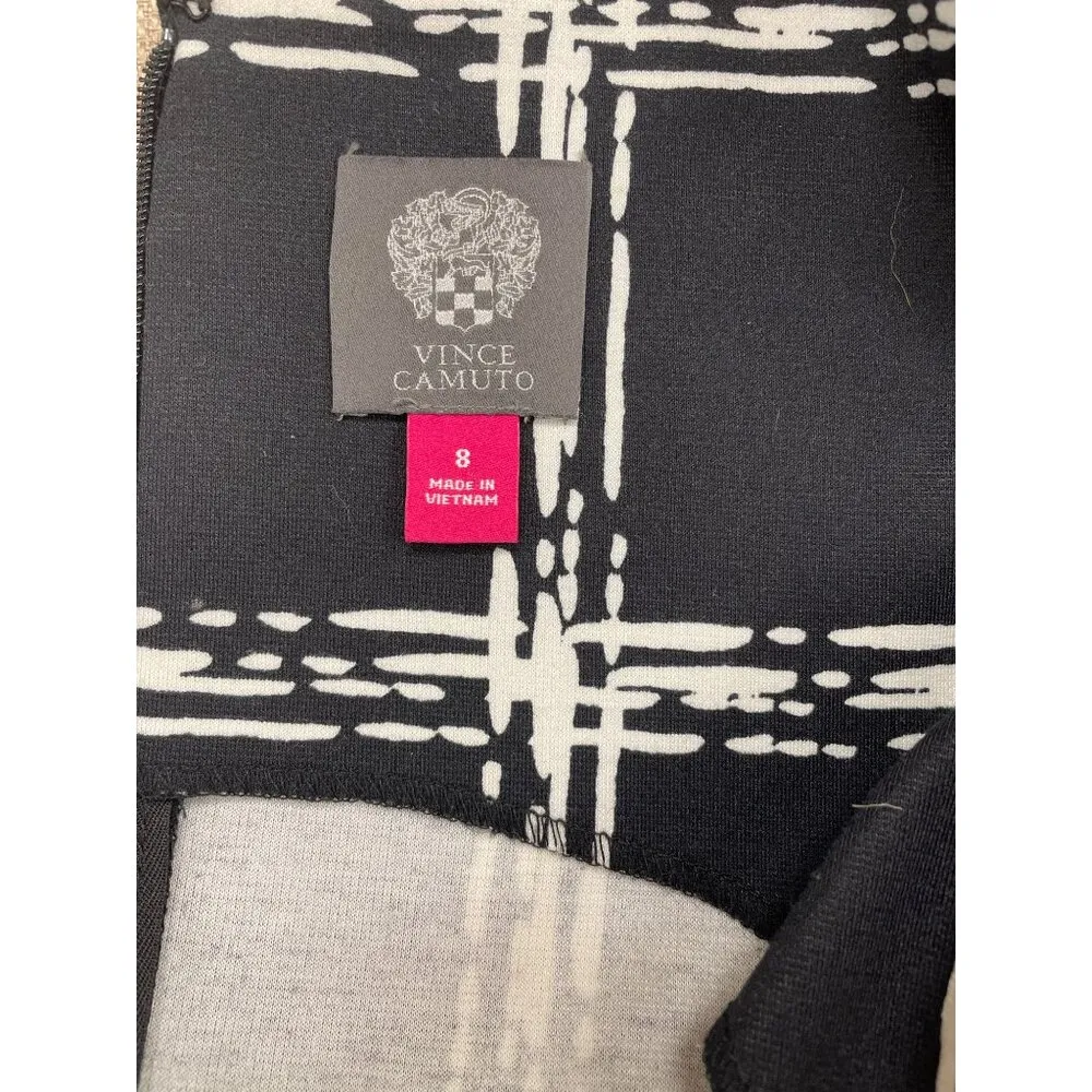 Vince Camuto Black and White Checked Sheath Dress Size 8 SKU 1121 - Image 3