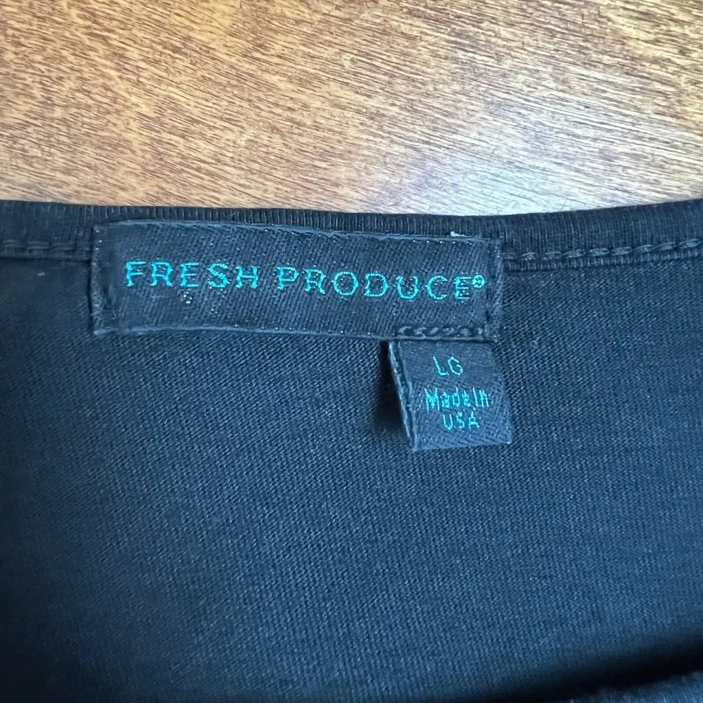 FRESH PRODUCE Dress Womens Large Black Starfish Cotton‎ Short Sleeve Knee Length - Image 8