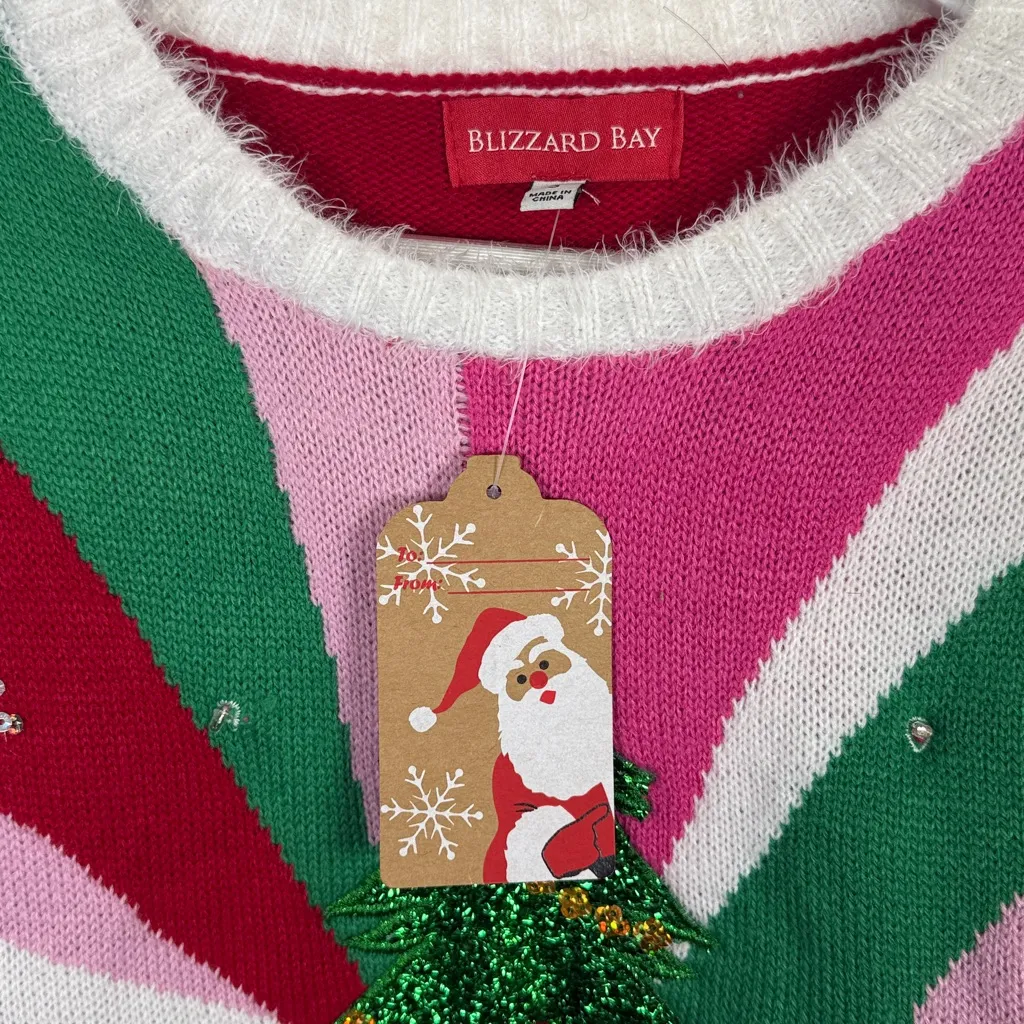 Blizzard Bay Sweater Christmas Holiday Light Up Ugly Sweater NEW W2057 Sz S Pink - Image 4