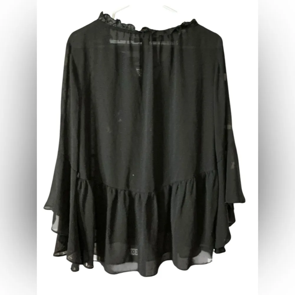 White House Black Market Black Ruffled Relaxed Blouse - Image 2