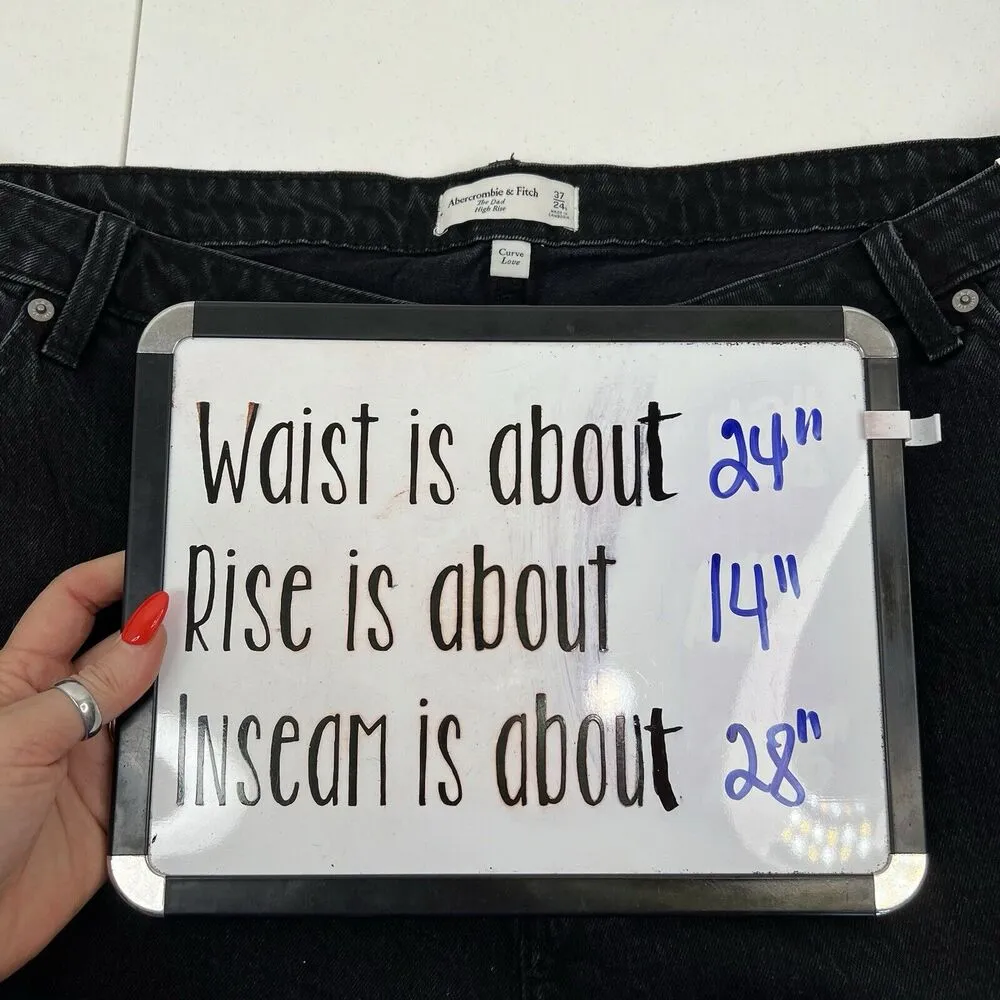 Abercrombie & Fitch Plus 24S Curve Love The Dad High Rise Jeans Black Loose NEW - Image 13