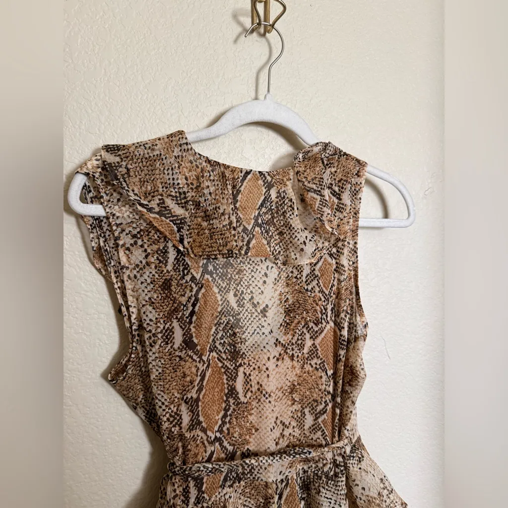 Diane Von Furstenberg Lacey Python-print Wrap Dress‎ in Brown Silk Sz 8 - Image 9