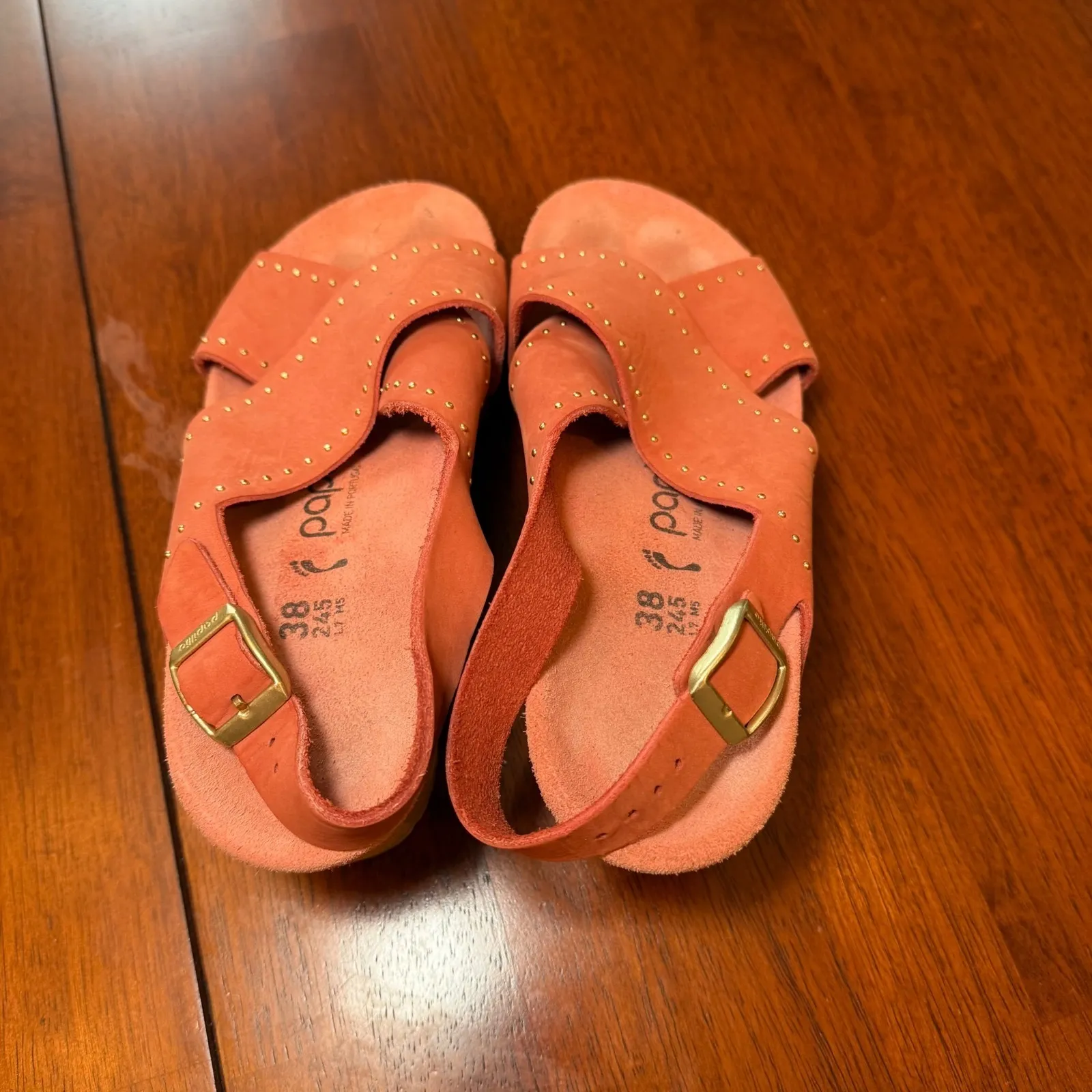 Birkenstock Papillio Samira Rivets Sandal Wedge Red Pink‎ Size 38 US 7 - Image 6