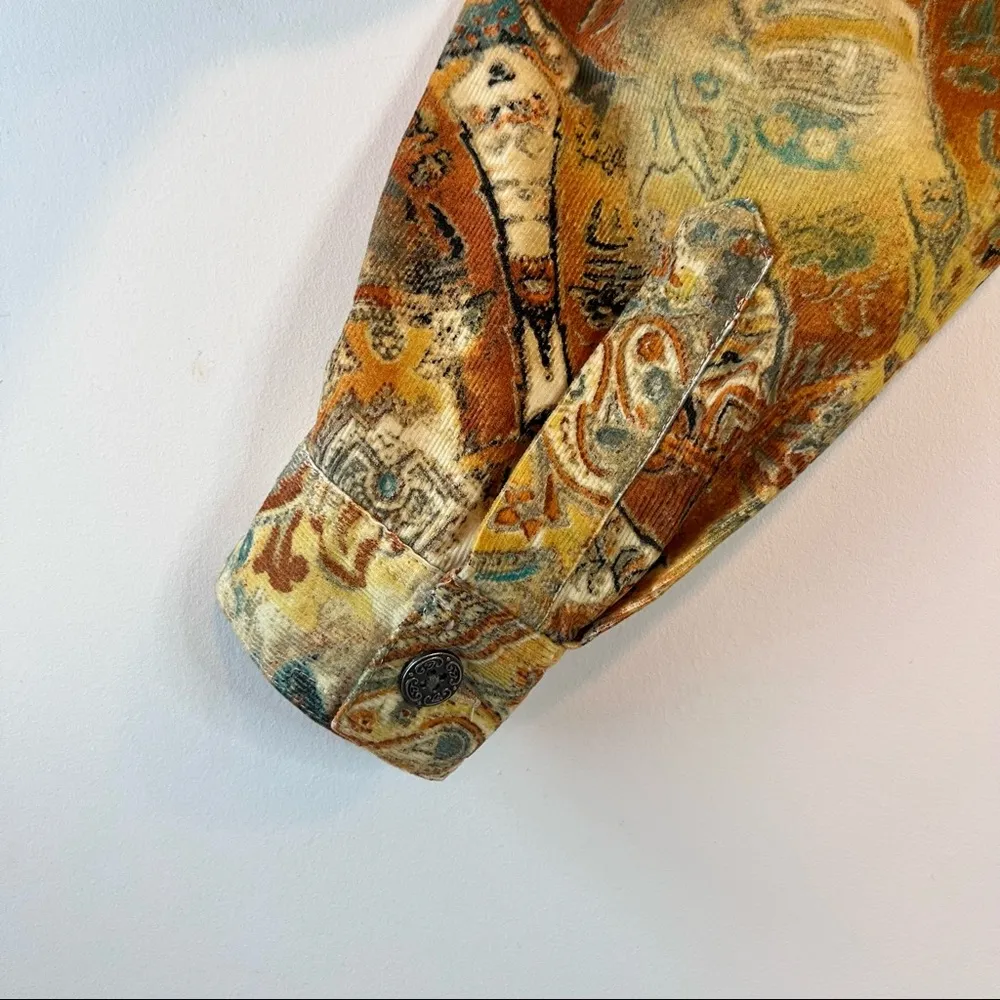 Chicos Corduroy Jacket Floral Paisley Pattern Yellow Size 0 - Image 5