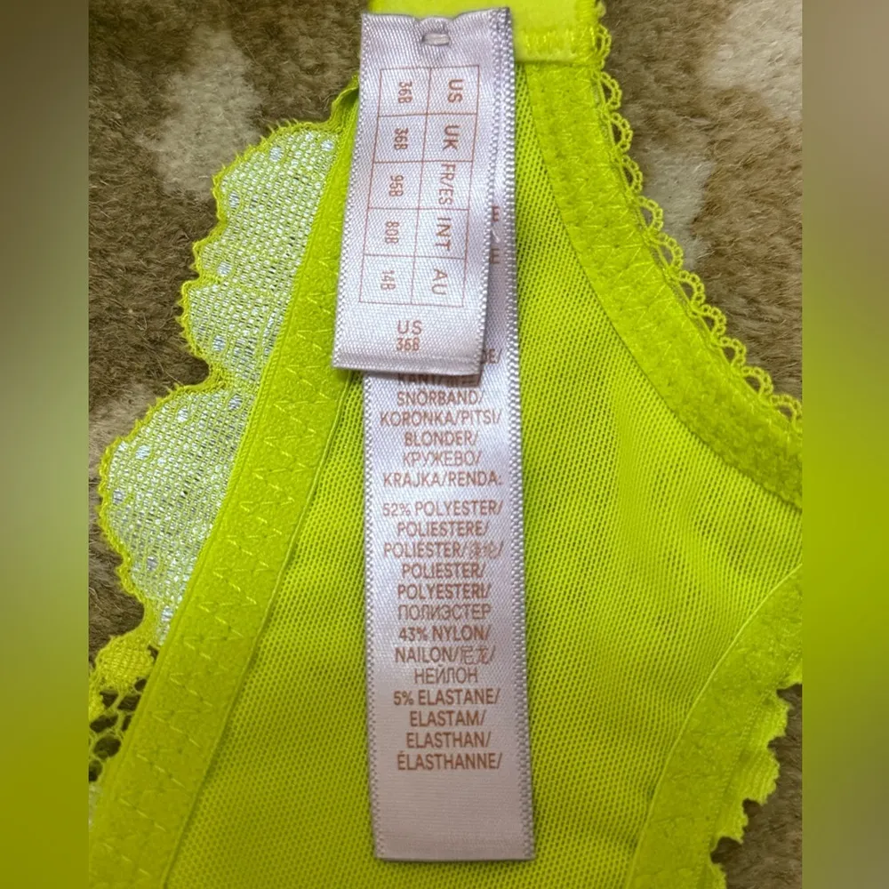 Savage X Fenty NWT Perfect Poppies Unlined Lace Demi Bra women’s size 36B Yellow - Image 12