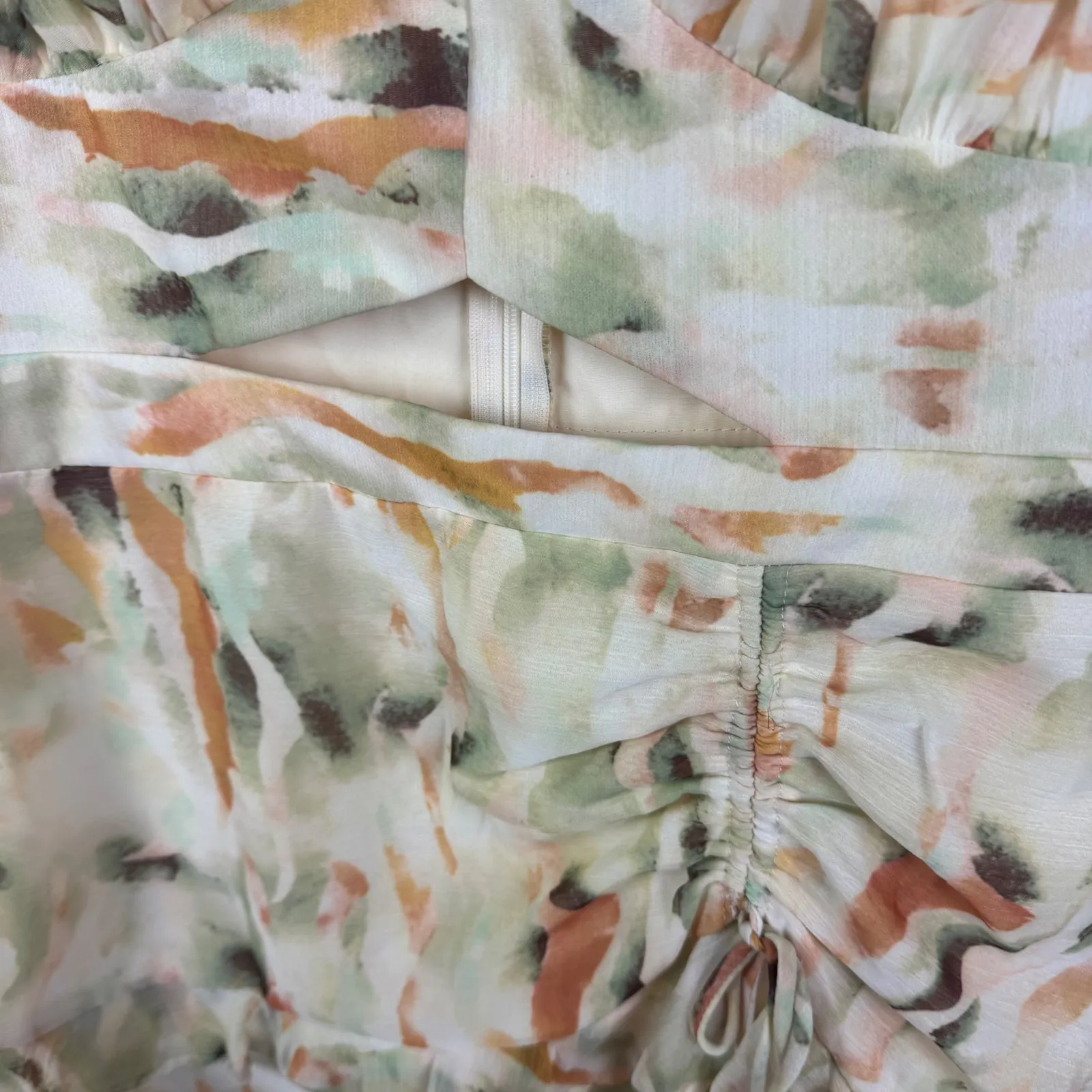 Hello Molly Floral Mini‎ Dress Medium Ruched Cutout Sweetheart Party Cottagecore - Image 7