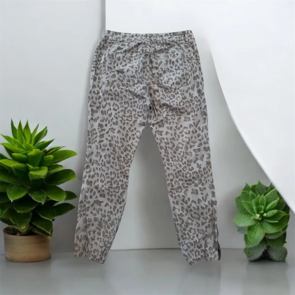 SUNDRY Anthropologie Leopard Cotton Twill Zip Joggers Size 26 - Image 4