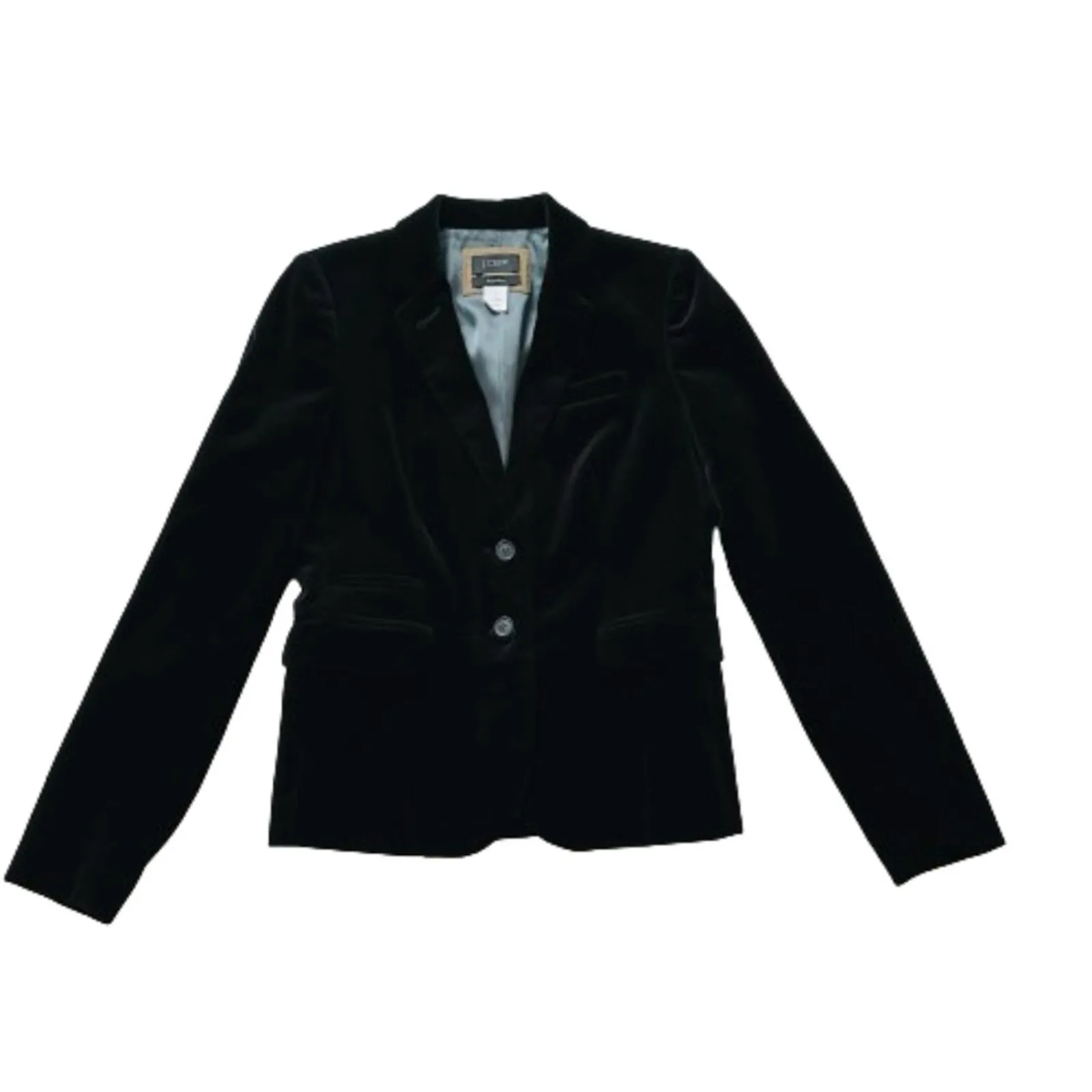 J. Crew Blazer Black Velvet Pockets Schoolboy Lined Blazer Jacket Size 4 Tall - Image 9
