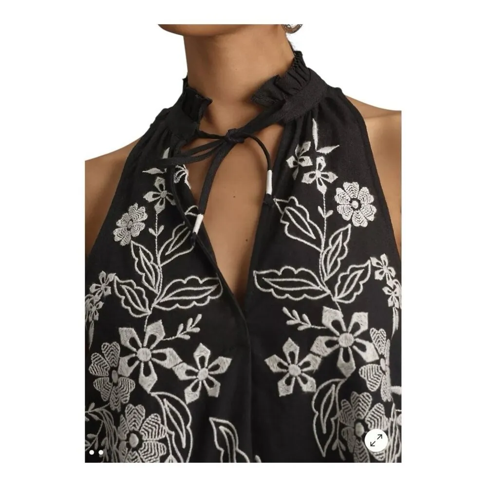Pilcro Anthropologie Tavi Blouse The Tank Edition Large Embroidered Linen Cotton - Image 3