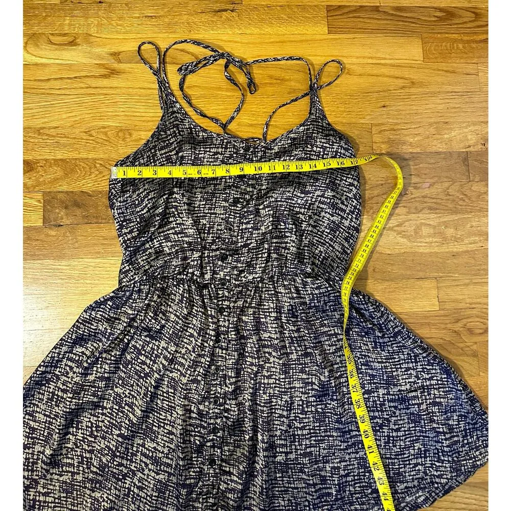 Cecico Womens Large Purple Beige Printed Silky Spaghetti Strap Button Mini Dress - Image 5