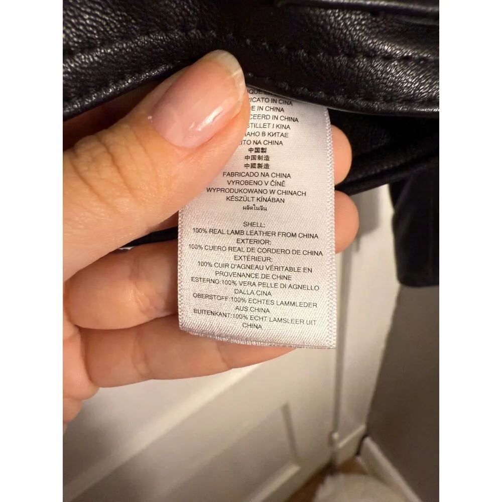 Michael Kors Genuine Leather Quilted Motorcycle Jacket - Image 3