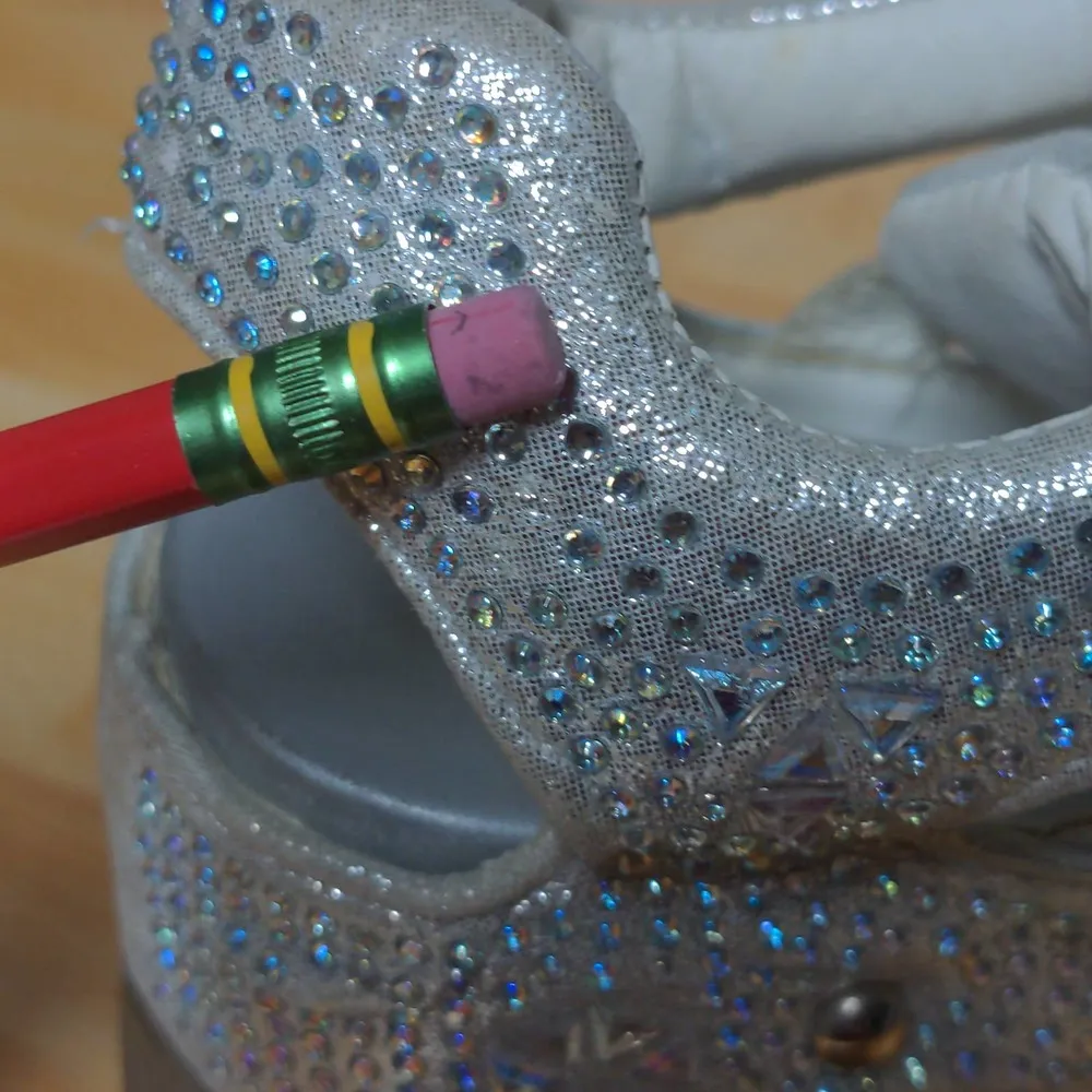 Anthony Wang Platform Sandals Silver Cutout Bedazzled Wedge Y2K 35 (US 4 - Image 11