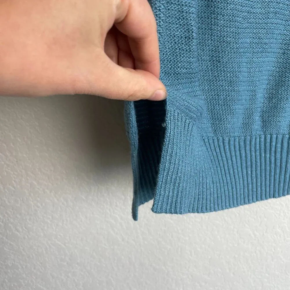 TCEC Dusty Blue Off the Shoulder Ruffle Sweater L - Image 6