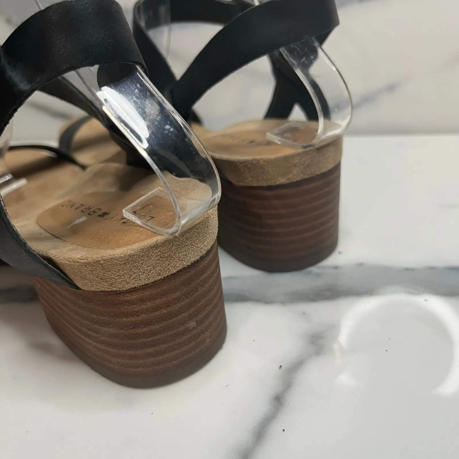 Lucky Brand Women's Black Leather Closet Staple Strappy Pagona Sandals Sz 7.5 - Image 4