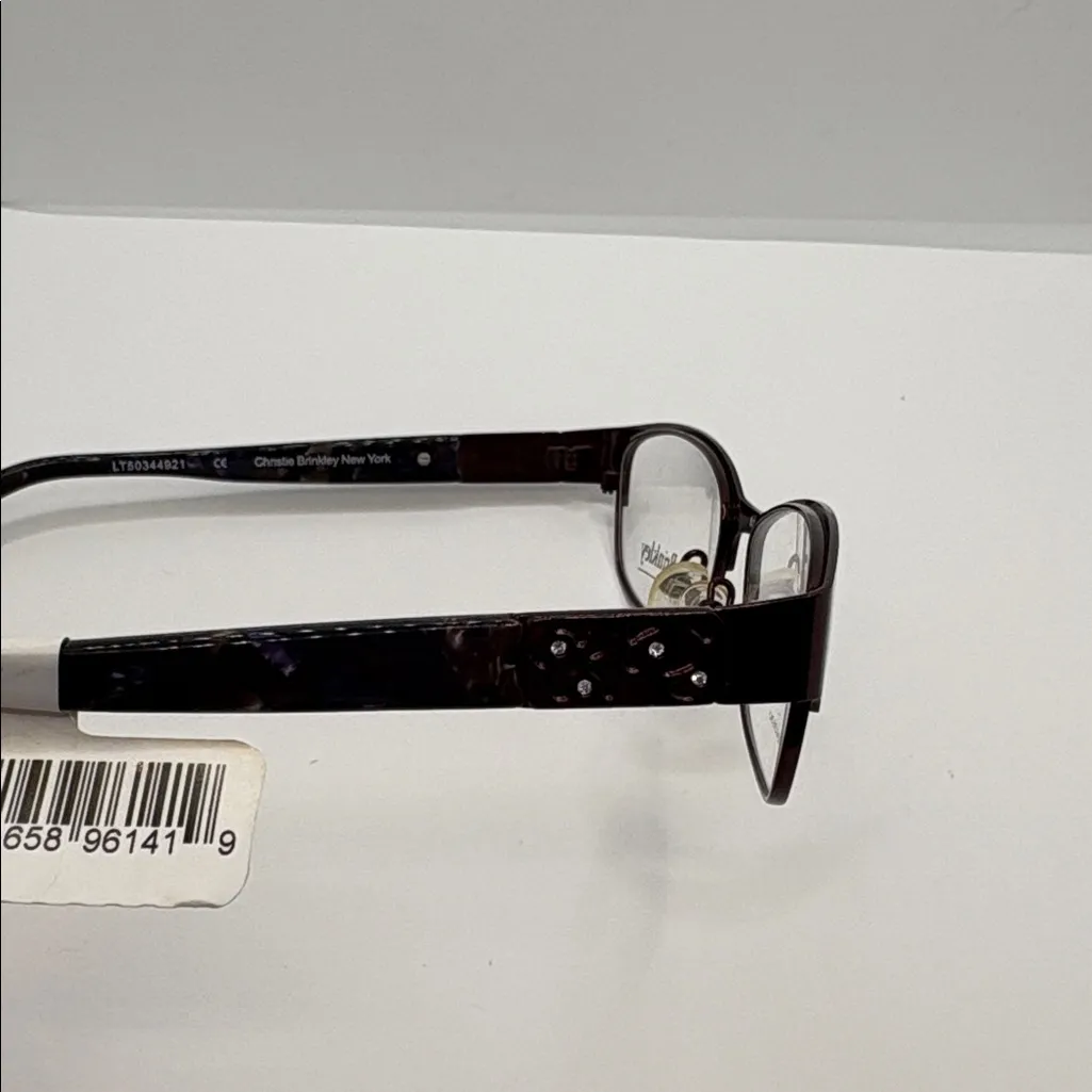 Christie Brinkley NEW YORK brown gem BLUE Tortoise shell eyeglasses demo frame - Image 8