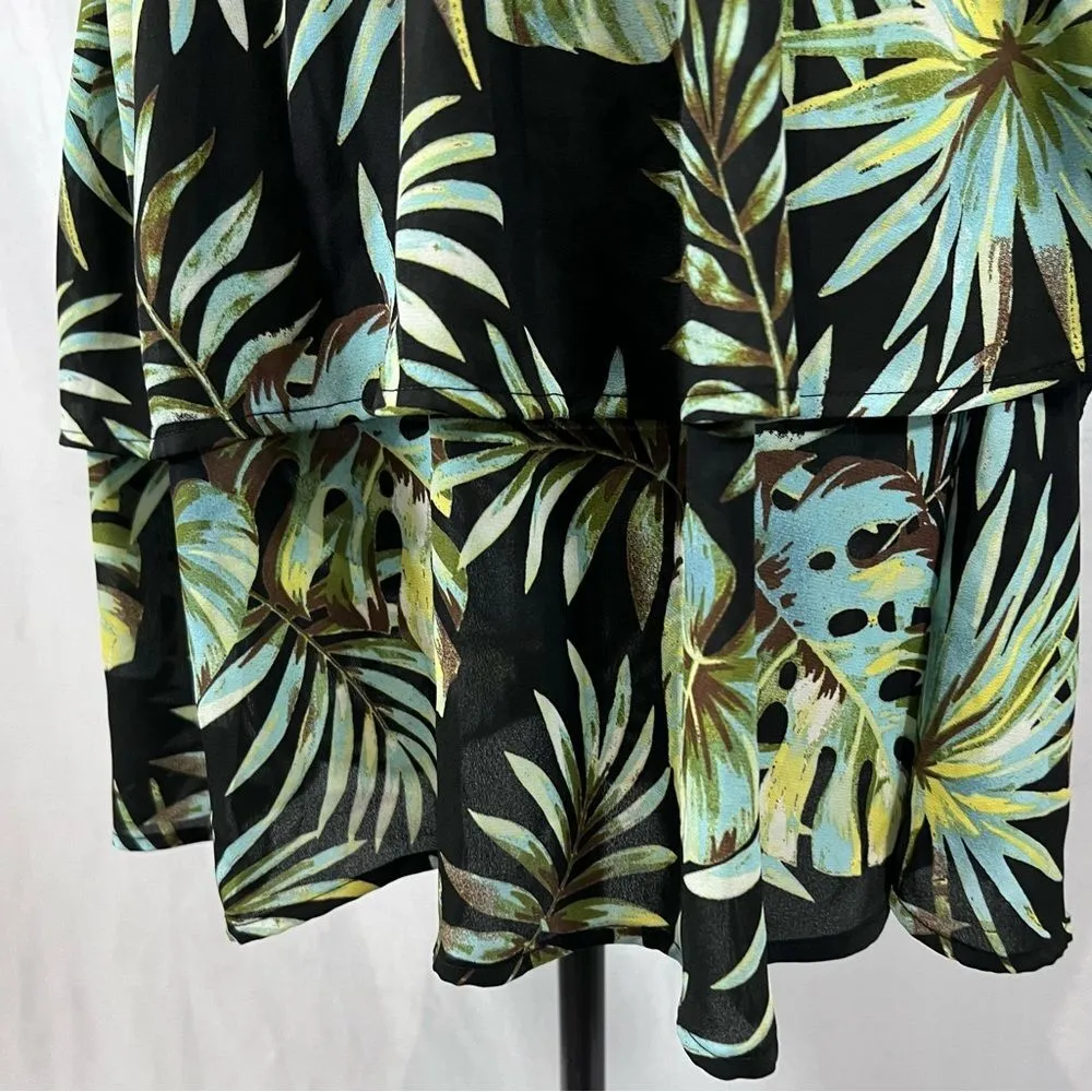 Madden NYC black tropical print tiered smocked halter dress size medium NWT - Image 4