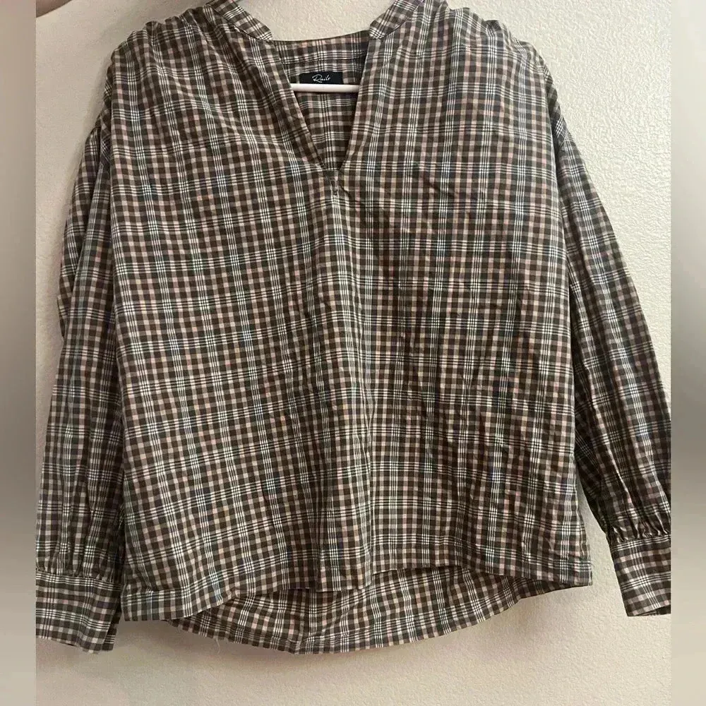 RAILS VERA BLOUSE IN MIDNIGHT MELON XS PLAID long sleeve poplin scoop hem womens - Image 5