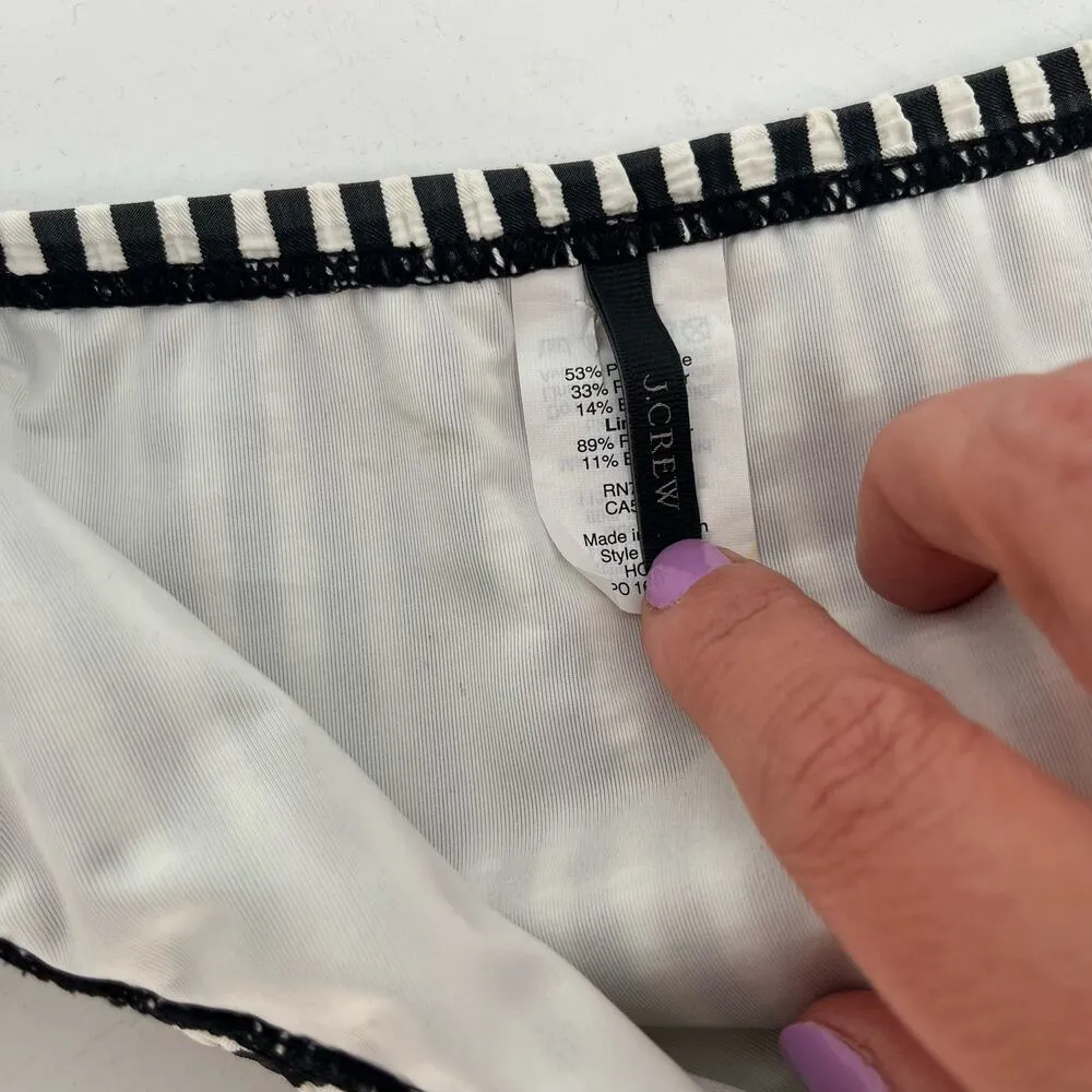J. Crew Seersucker Striped Black White Bikini Tie Arm Shoulder Detail Small - Image 14
