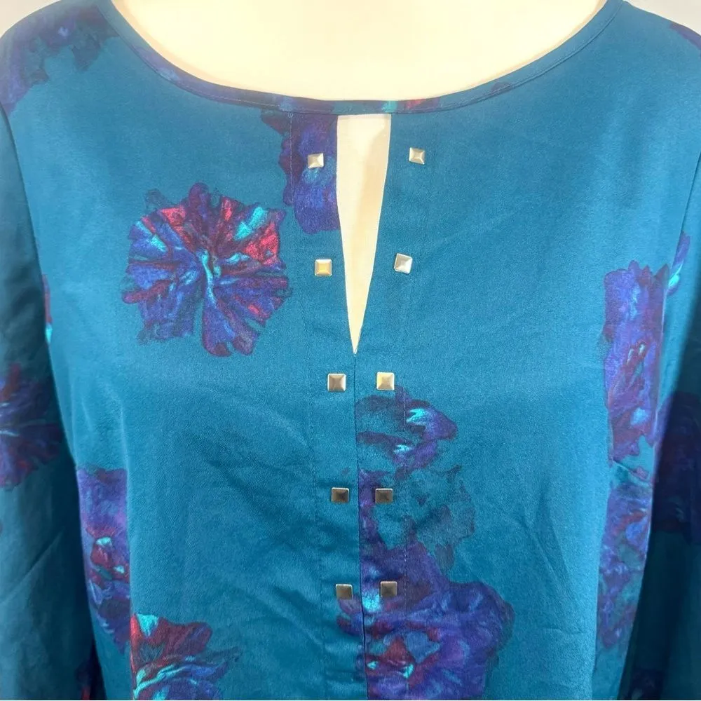 studded front keyhole vneck blouse top size large - Image 3