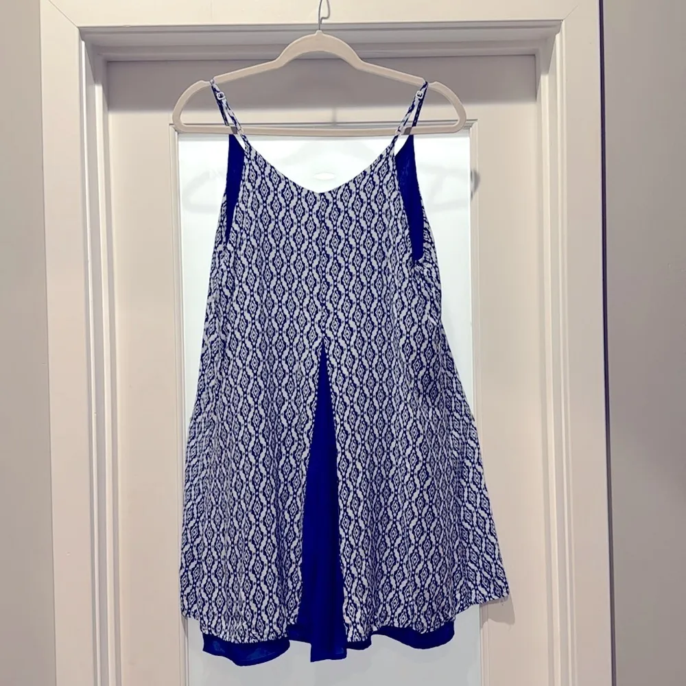 Sugarlips Blue Printed Sleeveless A-Line Summer Mini Dress Size M - Image 2