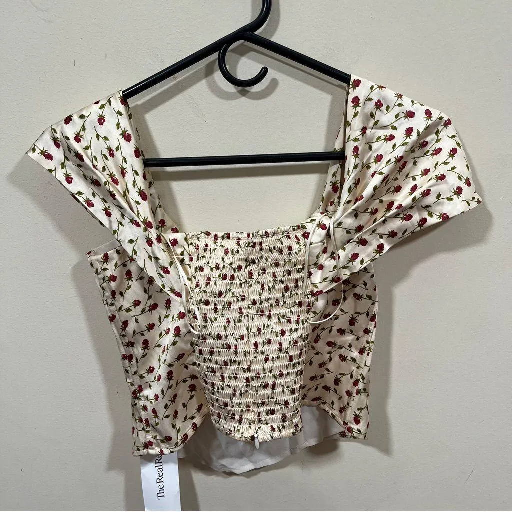 NWT  reformation lux 100% silk top in Madison size o floral - Image 10