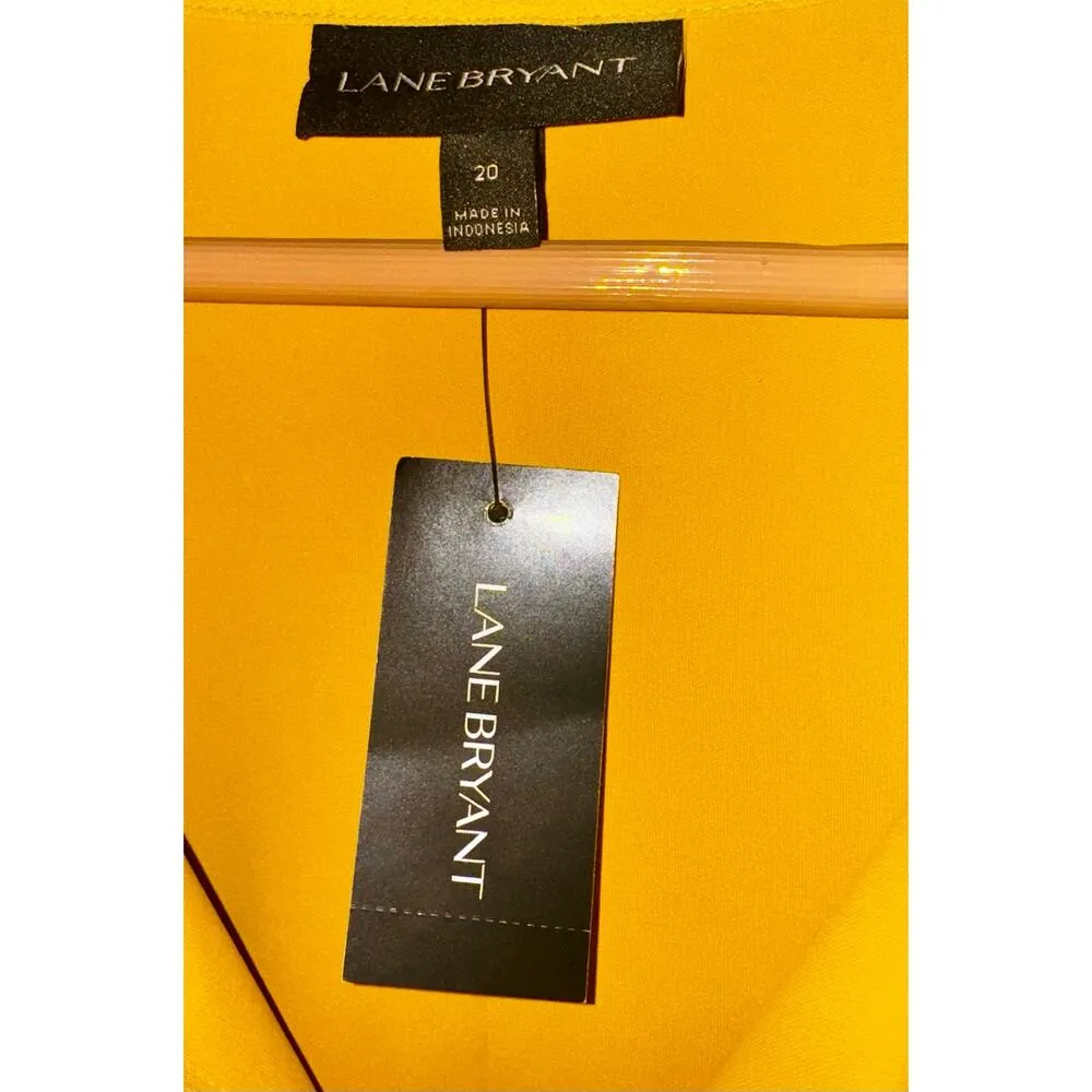NWT Lane Bryant Mustard Yellow Polk a Dot Top Women's Size 20 Babydoll Lattice - Image 8