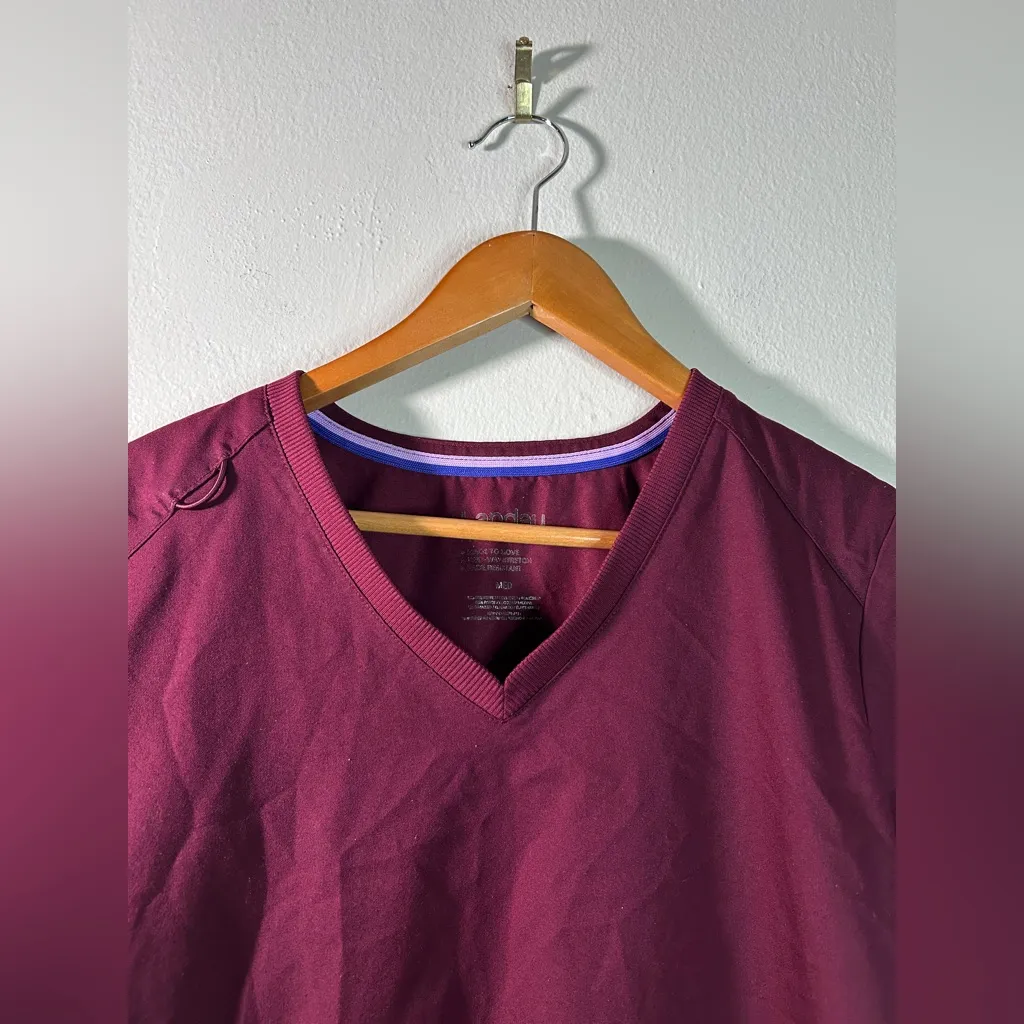 Cozy Fall Burgundy Grey’s Anatomy Pro Flex Landau Nurse Scrub Top 3 Pockets Sz M Red Size M - Image 5