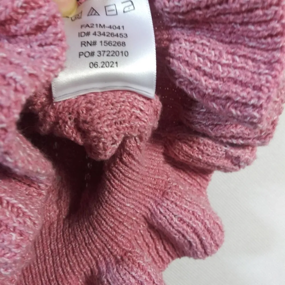 Calligraphie Pink Puff Sleeve Swiss Dot Ruffle Short Sleeve Sweater Size Small - Image 7