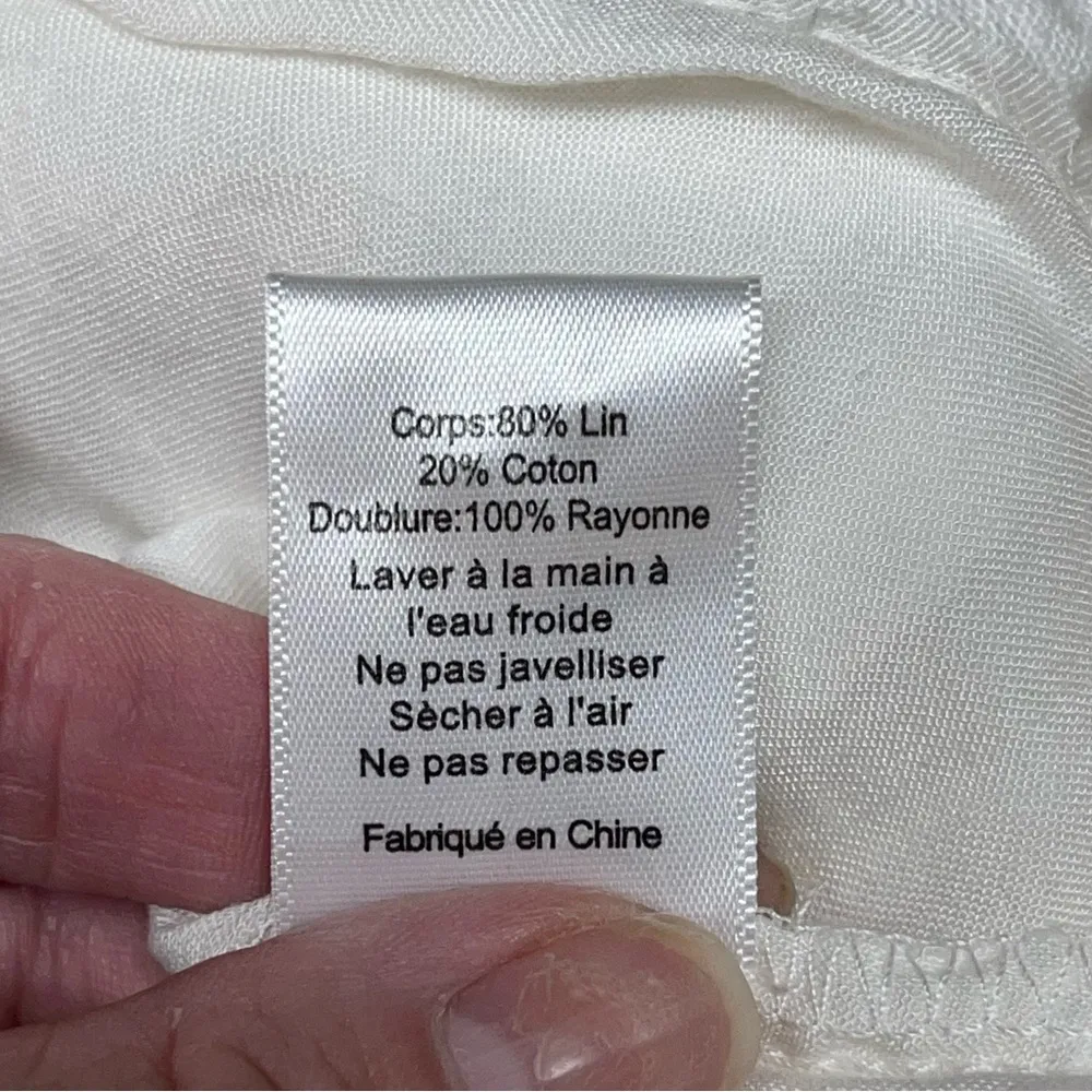 New Skylar + Madison Ruby and Jenna Linen Ivory Mini Button Front Skirt Small - Image 11