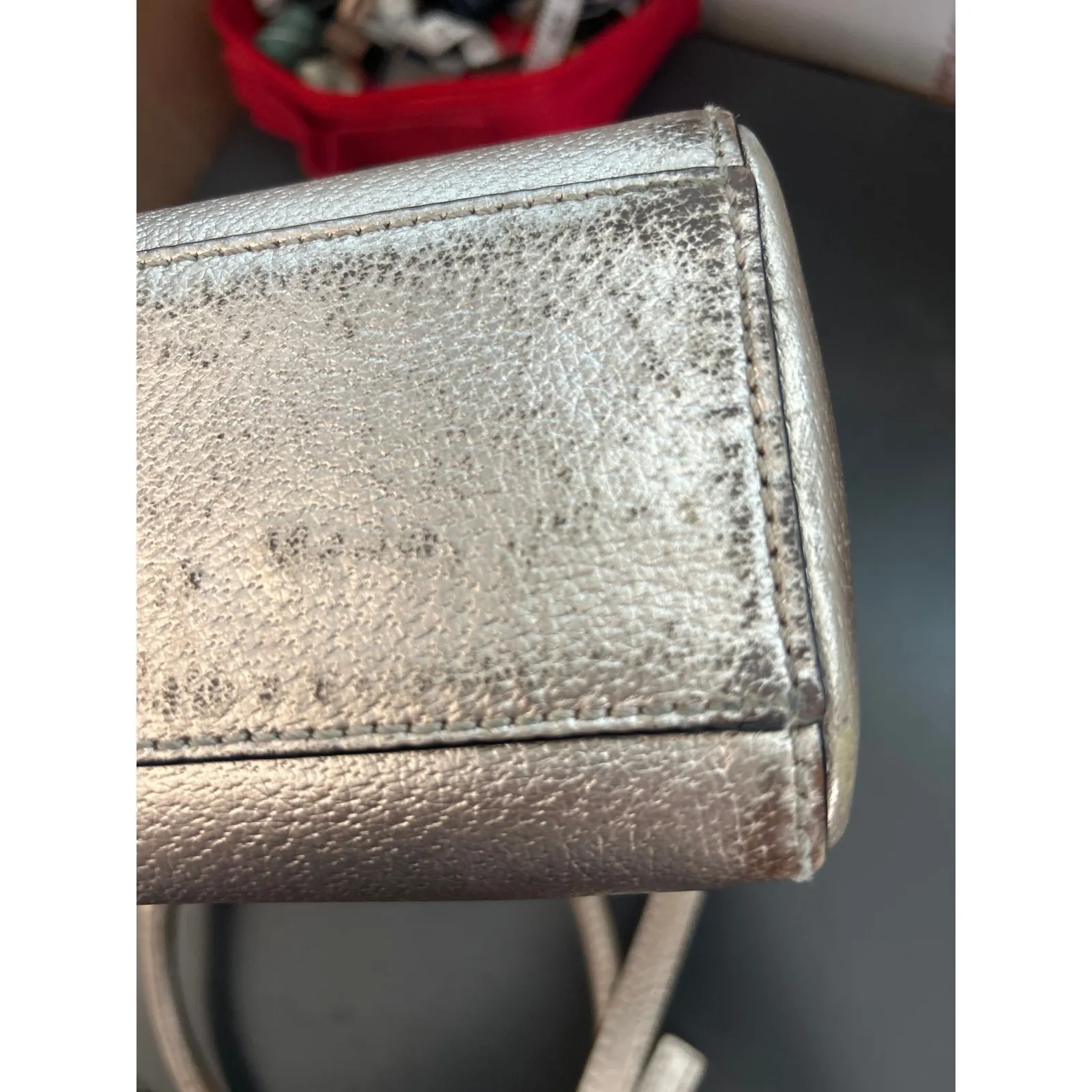 Kate Spade Wellesley Quinn‎ Metallic Gold Leather Tote Shoulder Bag Purse - Image 4